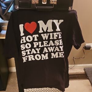 Port and Company Black Tee with Red and White Print